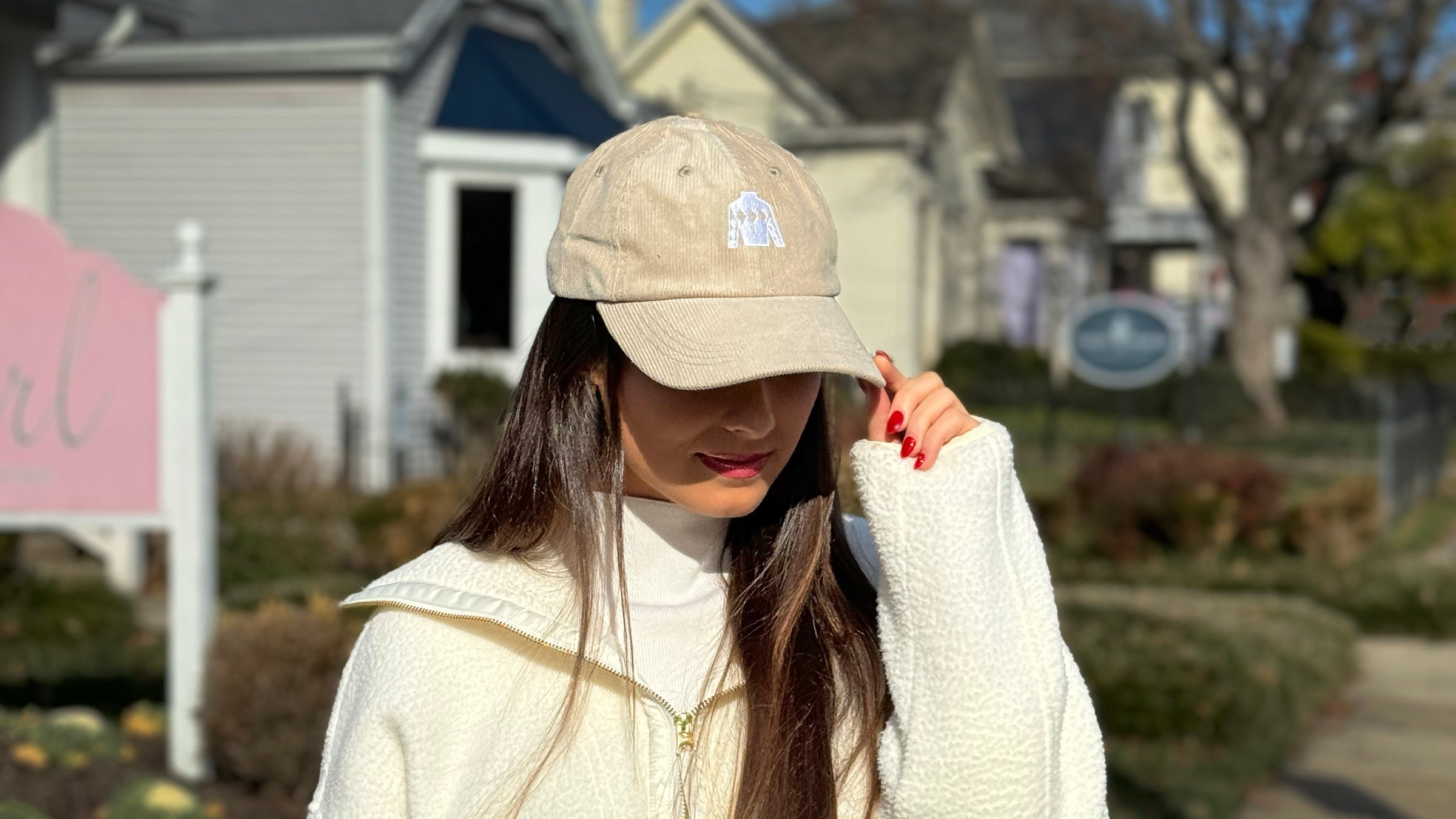 woman hat equestrian corduroy