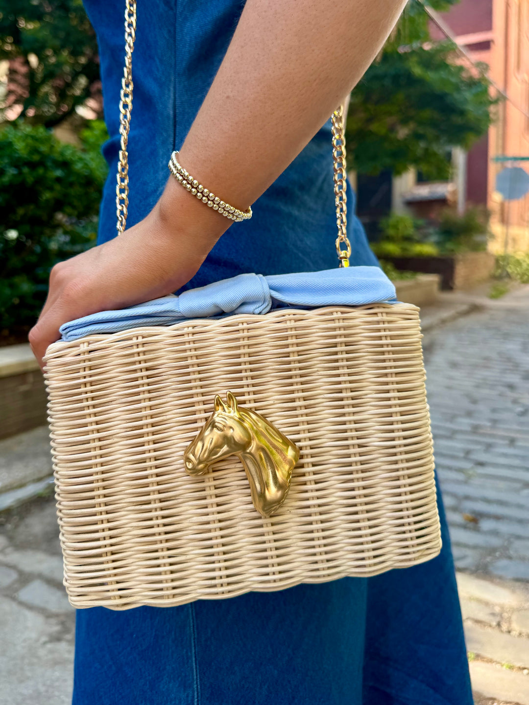 Derby Bow Clutch - Sky Blue