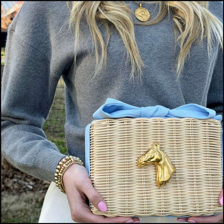 Derby Bow Clutch - Sky Blue